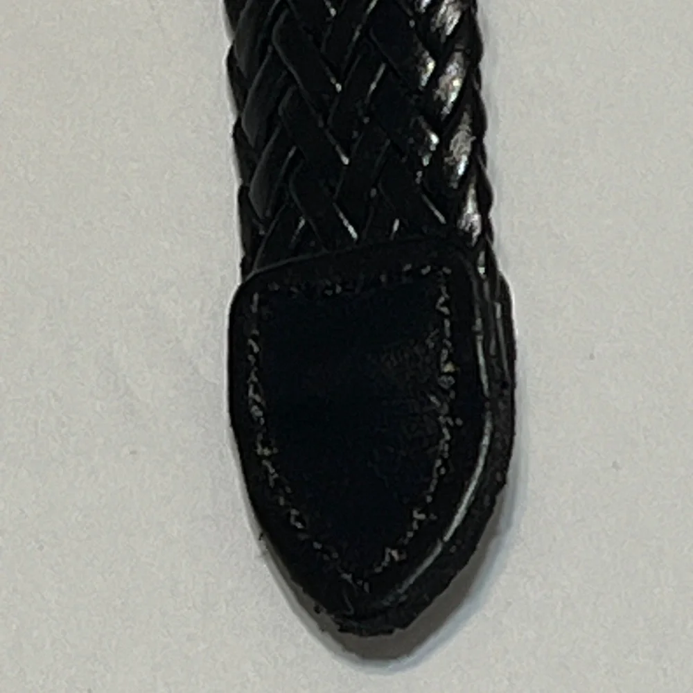NWT Mens Black Leather Braided Belt Size Small 38”